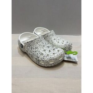 NEW Crocs Classic Speckle Clogs Women's Size 8 White/Black Slip On Comfort NWT